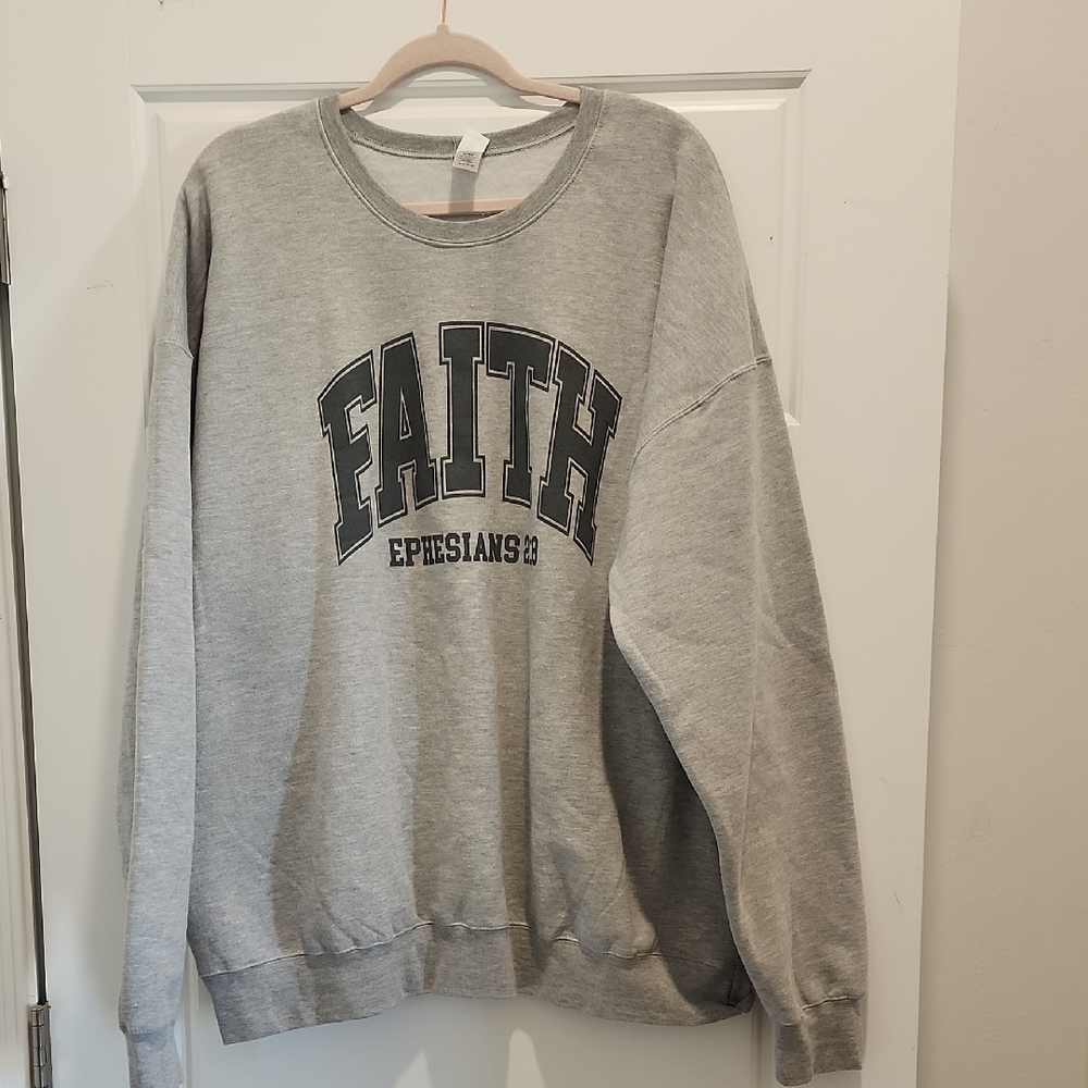 Gray Faith Ephesians 2:8 sweatshirt